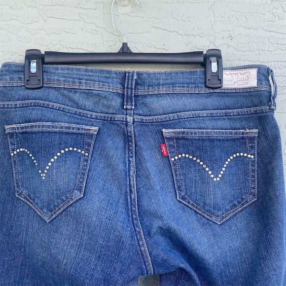 Levi's Women's Straight Jeans Size 8 Dark Blue Stretch Denim - Picture 4 of 10